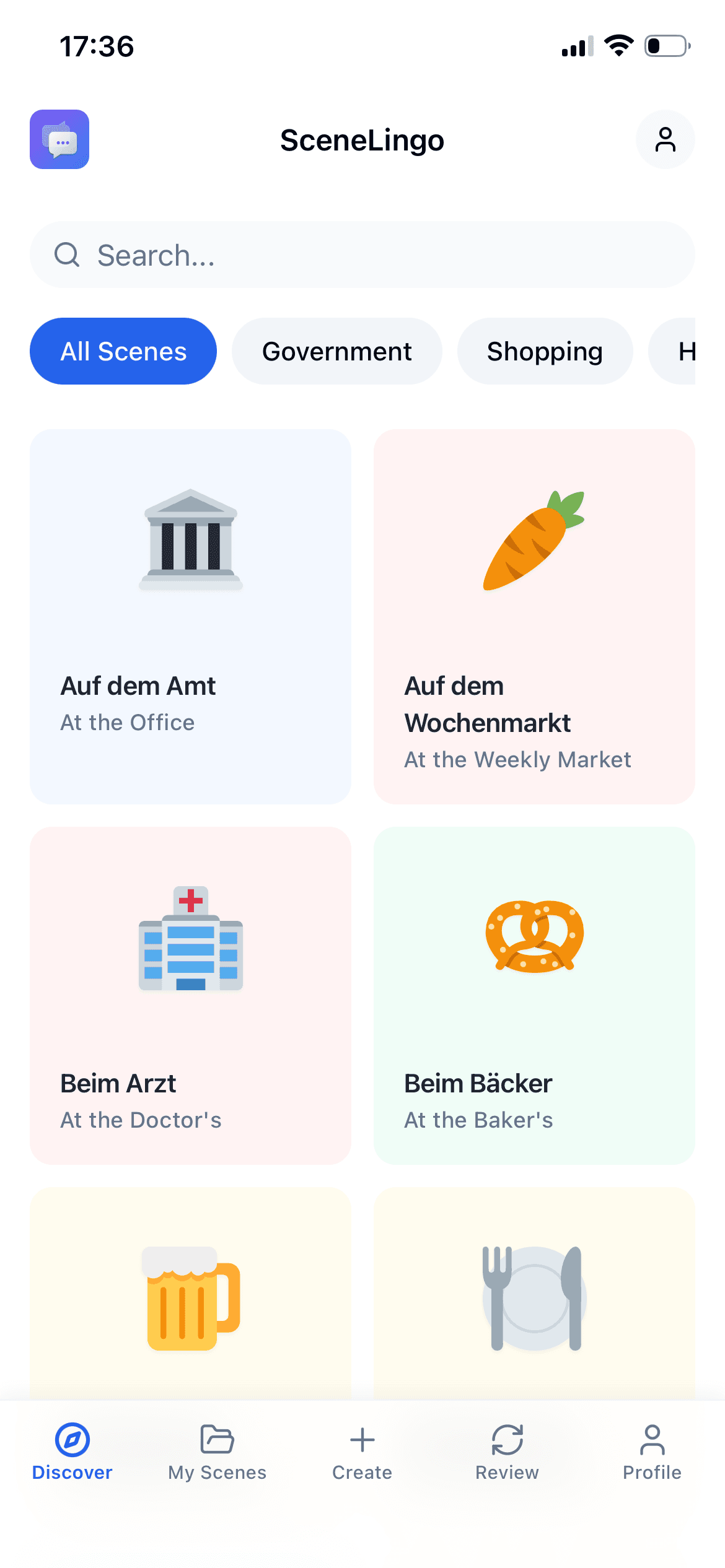 SceneLingo App Screenshot